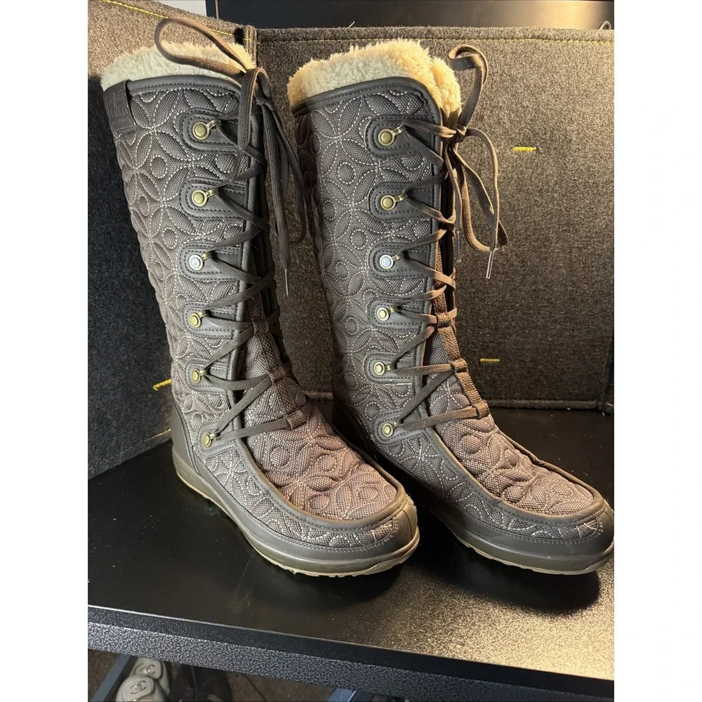 Helly Hansen Women's‎ Garibaldi Quilted Olive  Gray Tall Insulated Boots Size 6